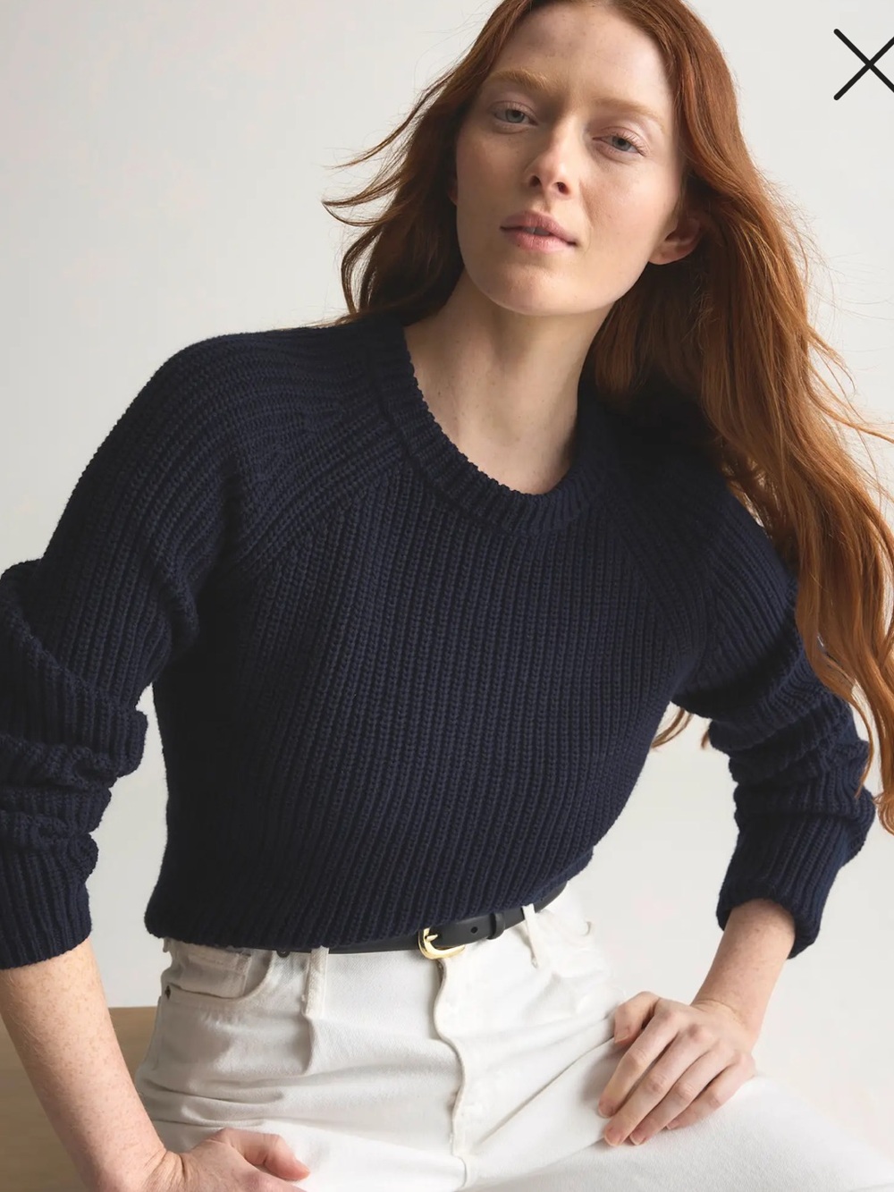 Quince 100% Cotton Navy Fisherman Sweater
